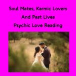 Hot Pink Background with Black Writing and a Karmic Couple . Karmic Lovers in a Fog like they are in love.