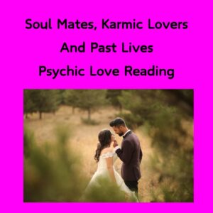 Hot Pink Background with Black Writing and a Karmic Couple . Karmic Lovers in a Fog like they are in love. 