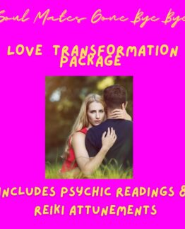 Soul Mate Gone Bye Bye Love Transformation Package is a love psychic reading package that includes psychic love readings, soul mate psychic readings, and Reiki Attunements