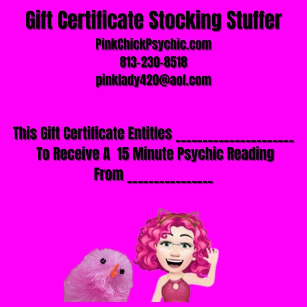 Holiday Gift Certificate Stocking Stuffer- 15 Minute Psychic Readiing by Phone