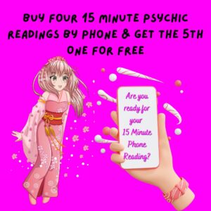 A Happy girl excited about buying four 15 minute Psychic readings by phone readings and getting a 5th phone reading for free