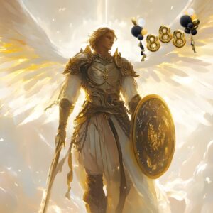This is a gold image of Archangel Sachiel, The Archangel of Wealth with the numbers 888. This is The Archangel Sachiel Wealth Activation Reiki Energy Attunement.