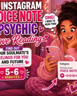 Pink Background. Excited woman dressed in pink excited to receive her Instagram voice note psychic love reading of 5-6 minutes