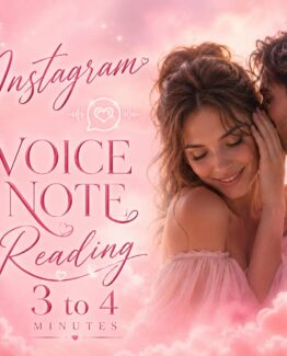 Instagram Voice Note Psychic Love Reading. Soft pink background with a man and woman holding each other