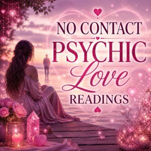 No contact psychic love reading.s by email - A woman sitting and waiting for her man. Pink Background
