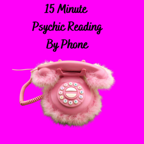 Hot Pink Background with a pink phone. 15 Minute Phone Reading