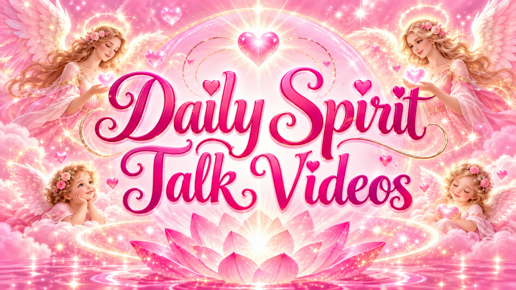 Pink Chick Psycic Daily Spirit Talk Videos from Ancient Gods & Goddess, Archangels And fairies with pink background and angelic beings