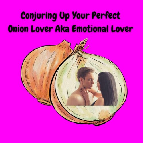 An Onion with a couple inside the onion staring into each other's eyes